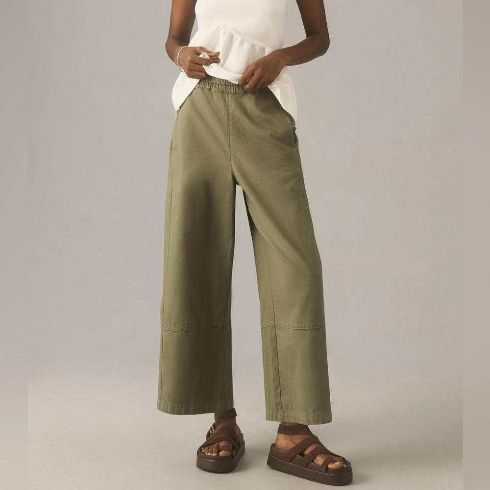 The Izzie Relaxed Pull-On Barrel Pants by Pilcro in Moss Size Large